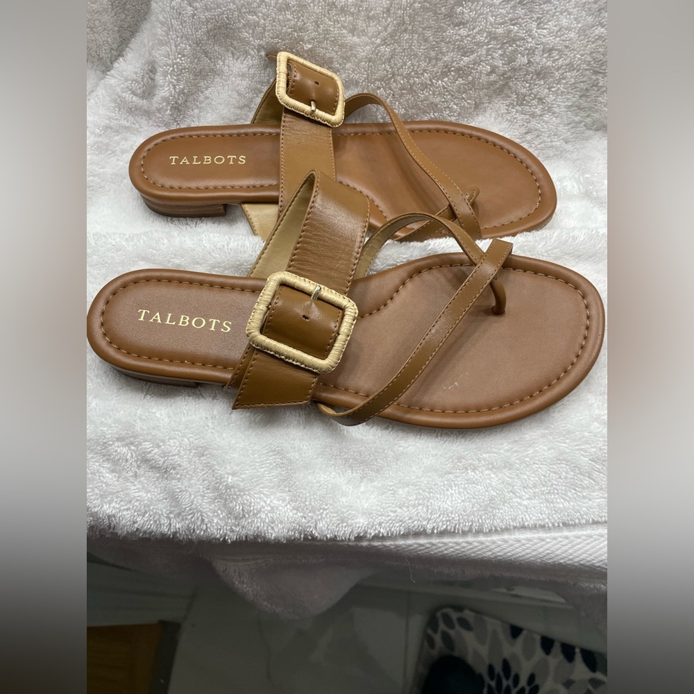 Talbots’s GIA Saddle Tan Nappa Leather Thong Sandal,, size 8med - Picture 5 of 6
